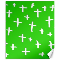 Green White Cross Canvas 8  X 10  by snowwhitegirl