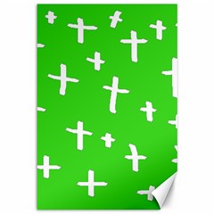 Green White Cross Canvas 12  X 18   by snowwhitegirl