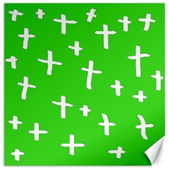 Green White Cross Canvas 16  X 16  