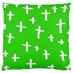 Green White Cross Large Cushion Case (two Sides) by snowwhitegirl