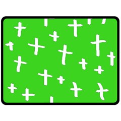 Green White Cross Double Sided Fleece Blanket (large)  by snowwhitegirl