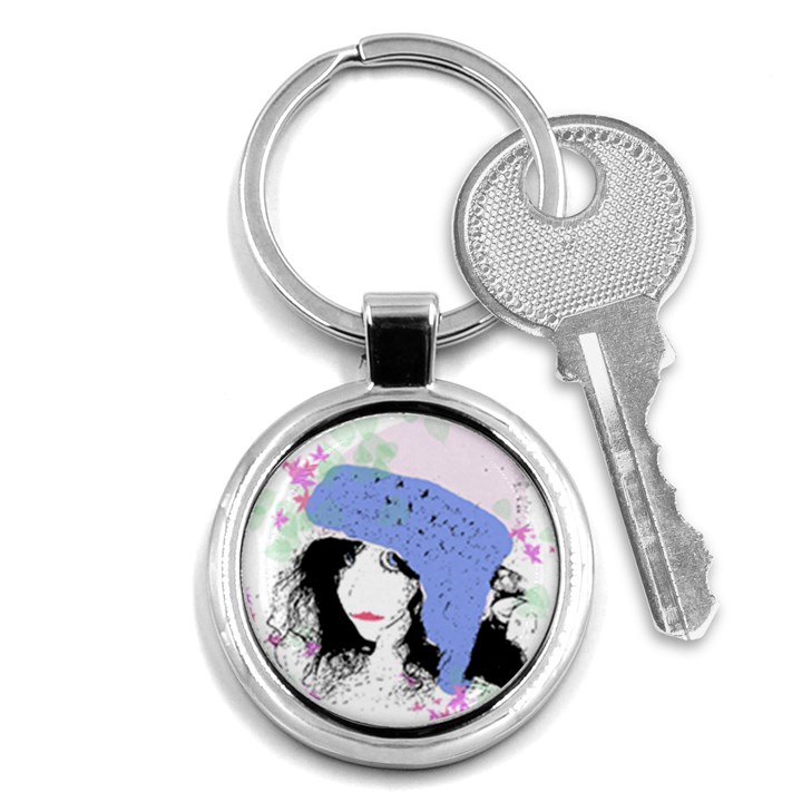 Girl With Hat Key Chains (Round) 