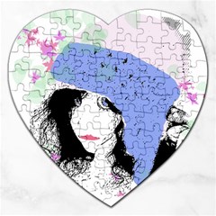 Girl With Hat Jigsaw Puzzle (Heart)