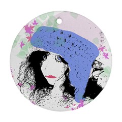 Girl With Hat Round Ornament (two Sides) by snowwhitegirl