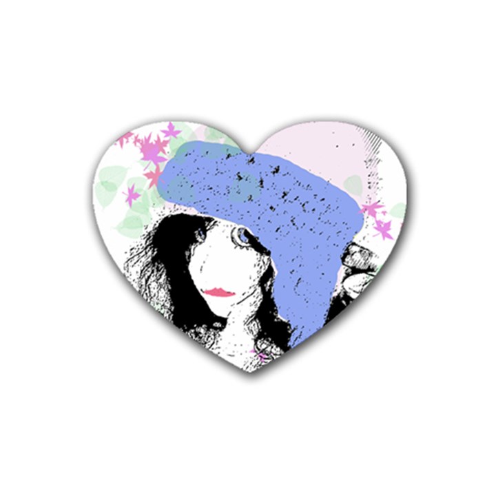 Girl With Hat Heart Coaster (4 pack) 