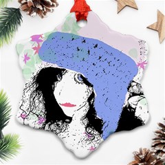 Girl With Hat Snowflake Ornament (Two Sides)