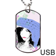 Girl With Hat Dog Tag USB Flash (Two Sides)