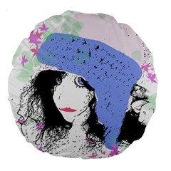 Girl With Hat Large 18  Premium Round Cushions