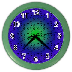 Blue Music Green Moon Color Wall Clock