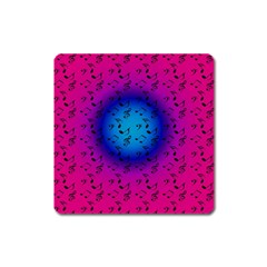 Pink Music Blue  Moon Square Magnet by snowwhitegirl