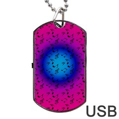 Pink Music Blue  Moon Dog Tag Usb Flash (two Sides) by snowwhitegirl