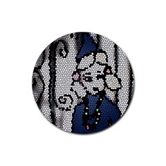 Pixie Girl Stained Glass Rubber Coaster (round)  by snowwhitegirl