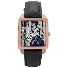 Pixie Girl Stained Glass Rose Gold Leather Watch  by snowwhitegirl