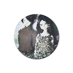 Dolls Stained  Glass Rubber Coaster (round)  by snowwhitegirl