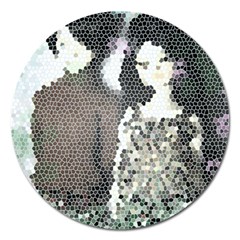 Dolls Stained  Glass Magnet 5  (round) by snowwhitegirl