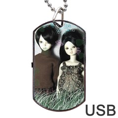 Dolls In The Grass Dog Tag Usb Flash (one Side) by snowwhitegirl