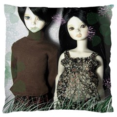 Dolls In The Grass Large Cushion Case (one Side) by snowwhitegirl