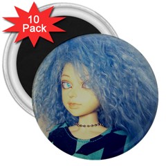 Blue Hair Boy 3  Magnets (10 Pack)  by snowwhitegirl