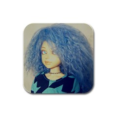 Blue Hair Boy Rubber Square Coaster (4 Pack)  by snowwhitegirl