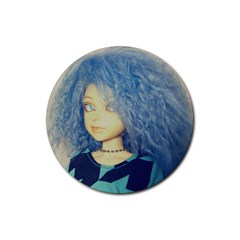 Blue Hair Boy Rubber Round Coaster (4 Pack)  by snowwhitegirl