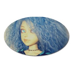 Blue Hair Boy Oval Magnet by snowwhitegirl