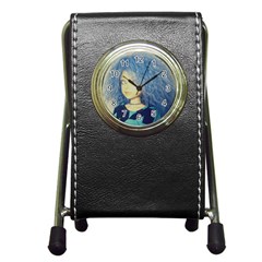 Blue Hair Boy Pen Holder Desk Clock by snowwhitegirl