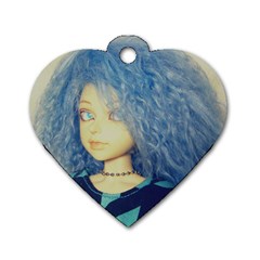 Blue Hair Boy Dog Tag Heart (two Sides) by snowwhitegirl