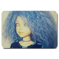 Blue Hair Boy Large Doormat  by snowwhitegirl