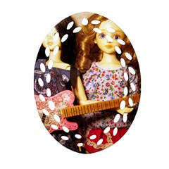 Playing The Guitar Ornament (oval Filigree) by snowwhitegirl