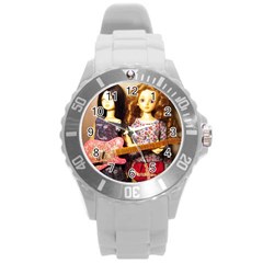 Playing The Guitar Round Plastic Sport Watch (l) by snowwhitegirl