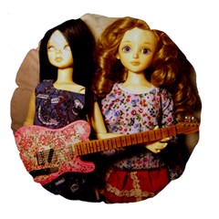 Playing The Guitar Large 18  Premium Round Cushions by snowwhitegirl