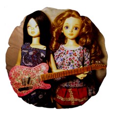 Playing The Guitar Large 18  Premium Flano Round Cushions by snowwhitegirl