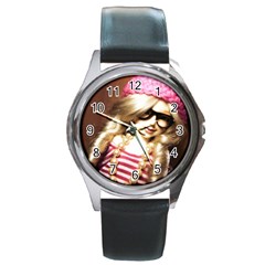 Cover Girl Round Metal Watch by snowwhitegirl