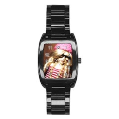 Cover Girl Stainless Steel Barrel Watch by snowwhitegirl