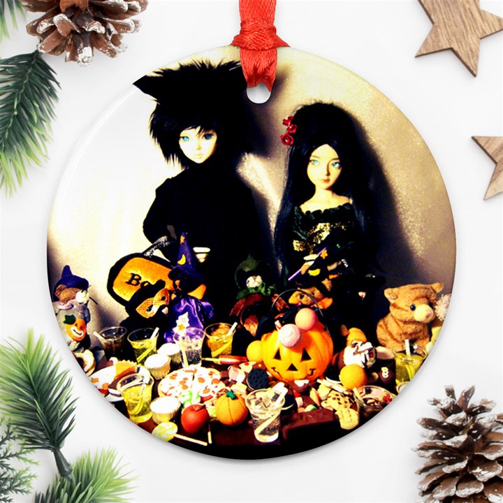 Old Halloween Photo Round Ornament (Two Sides)