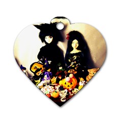 Old Halloween Photo Dog Tag Heart (two Sides) by snowwhitegirl