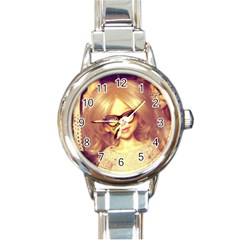 Girls With Glasses Round Italian Charm Watch by snowwhitegirl