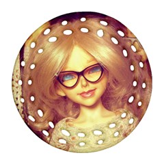 Girls With Glasses Ornament (round Filigree)