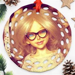 Girls With Glasses Round Filigree Ornament (two Sides) by snowwhitegirl