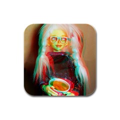 Eating Lunch 3d Rubber Square Coaster (4 Pack)  by snowwhitegirl