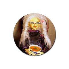 Eating Lunch Rubber Coaster (round)  by snowwhitegirl