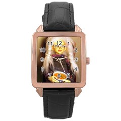 Eating Lunch Rose Gold Leather Watch 