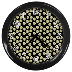 Antique Flowers Black Wall Clock (black) by snowwhitegirl