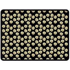 Antique Flowers Black Fleece Blanket (large) 