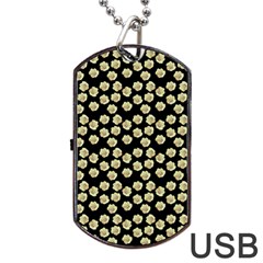 Antique Flowers Black Dog Tag Usb Flash (two Sides) by snowwhitegirl