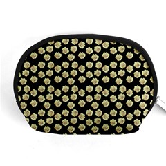 Antique Flowers Black Accessory Pouch (medium) by snowwhitegirl