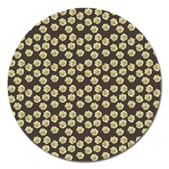 Antique Flowers Brown Magnet 5  (round) by snowwhitegirl