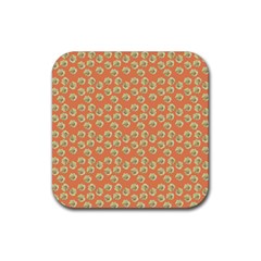 Antique Flowers Peach Rubber Coaster (square)  by snowwhitegirl