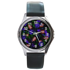 Blue Rose Vampire Round Metal Watch by snowwhitegirl