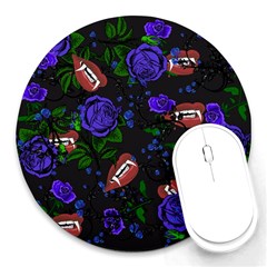 Blue Rose Vampire Round Mousepads by snowwhitegirl